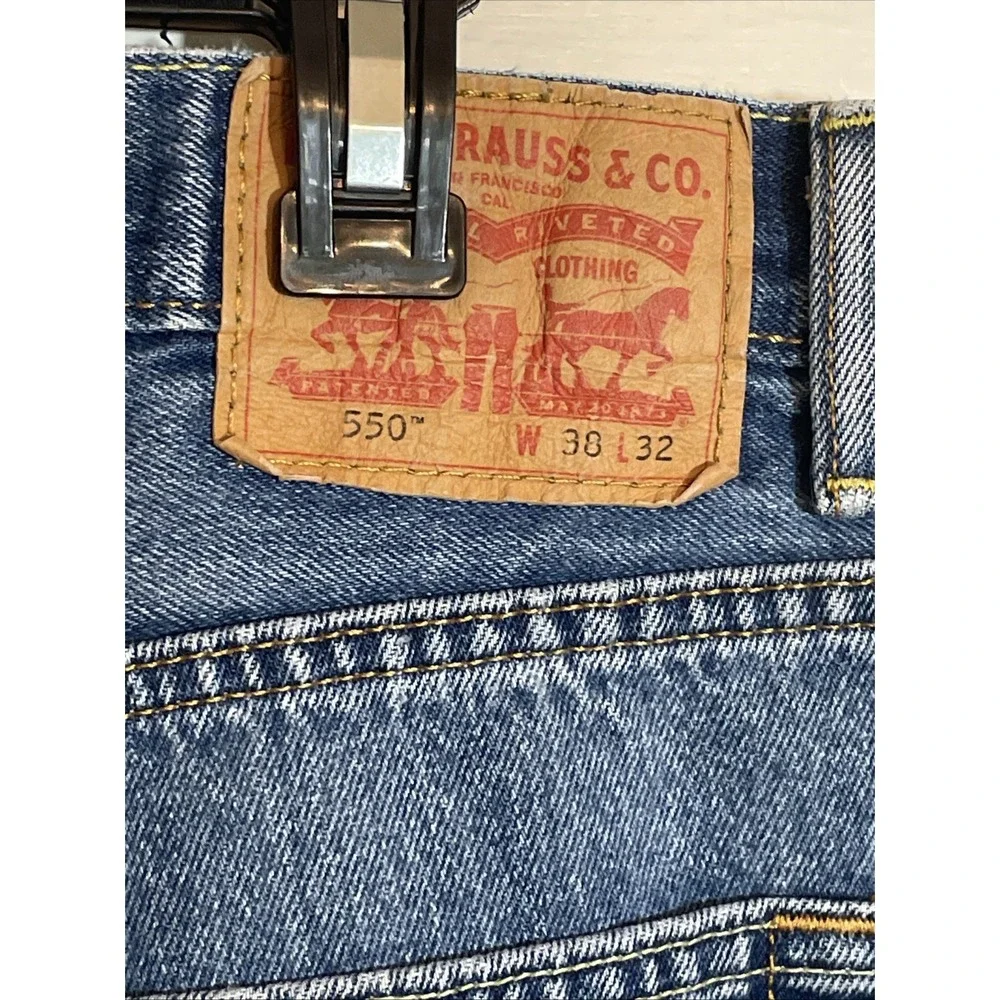 Levis 550‎ Jeans Mens 38 Relaxed Fit Medium Wash Denim Cotton 38x32 Distressed